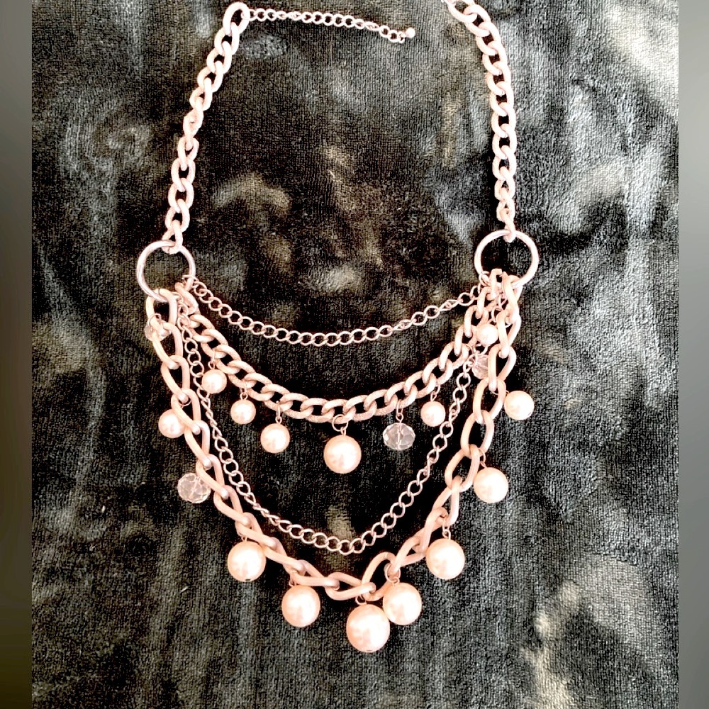 Silver beaded statement necklace